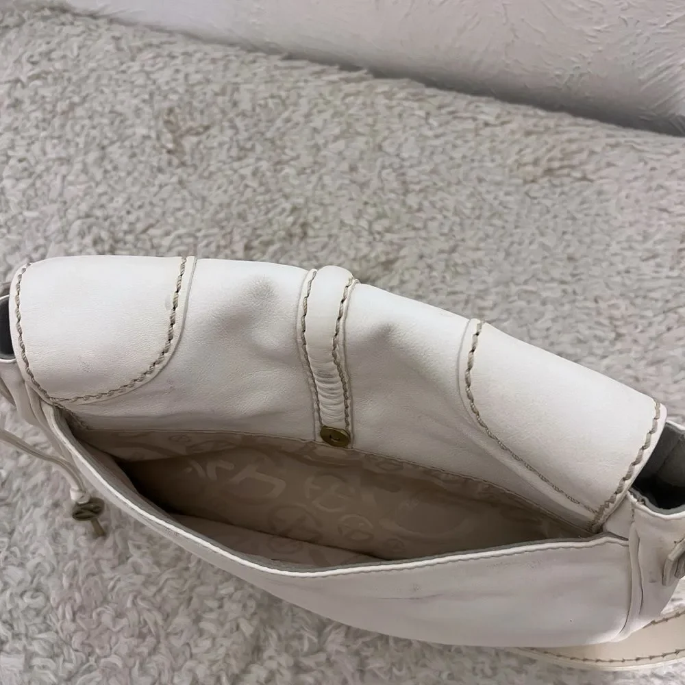 Francesco Biasia Shoulder Handbag Purse Cream Leather